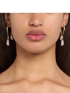 ALEXIS BITTAR Crystal Front Back Double Drop Earrings Gold Clear CZ MY13